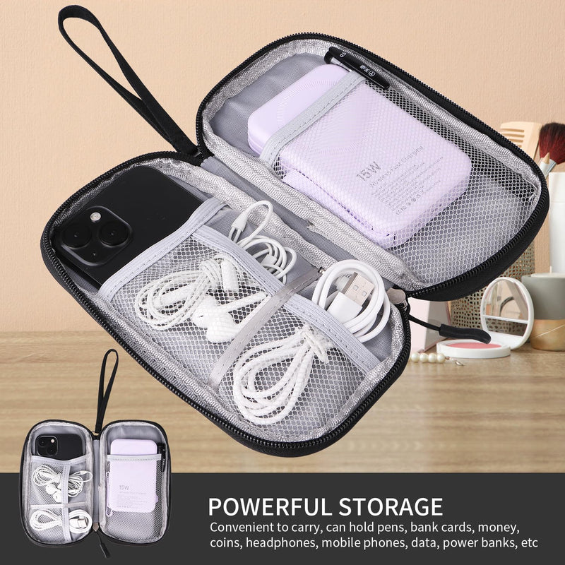 Travel Cable Organizer,Electronics Accessories Organizer Bag,Electronic Organizer Travel Universal Cable Organizer Electronics Accessories Bag for Charger, Phone, memory card,Travel Gadget Bag (Black) Black