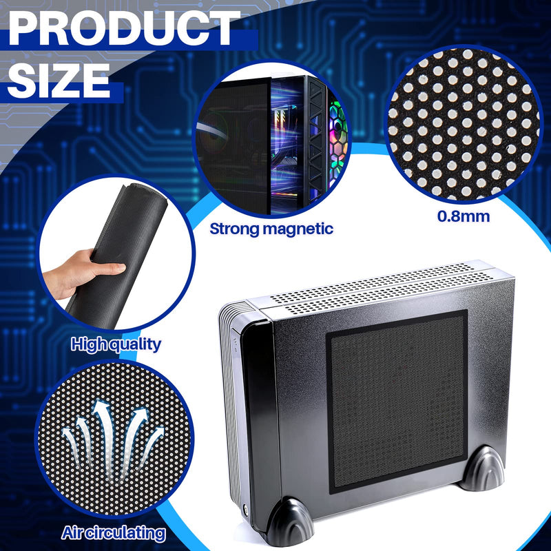 Woanger 1 Pcs 1000 x 300 mm DIY PC Case Dust Filter PC Fan Mesh Filter Air Vent Covers PVC Dustproof Cover with Magnetic Strip for Computer Chassis Speaker and More, 0.03 Inch Hole