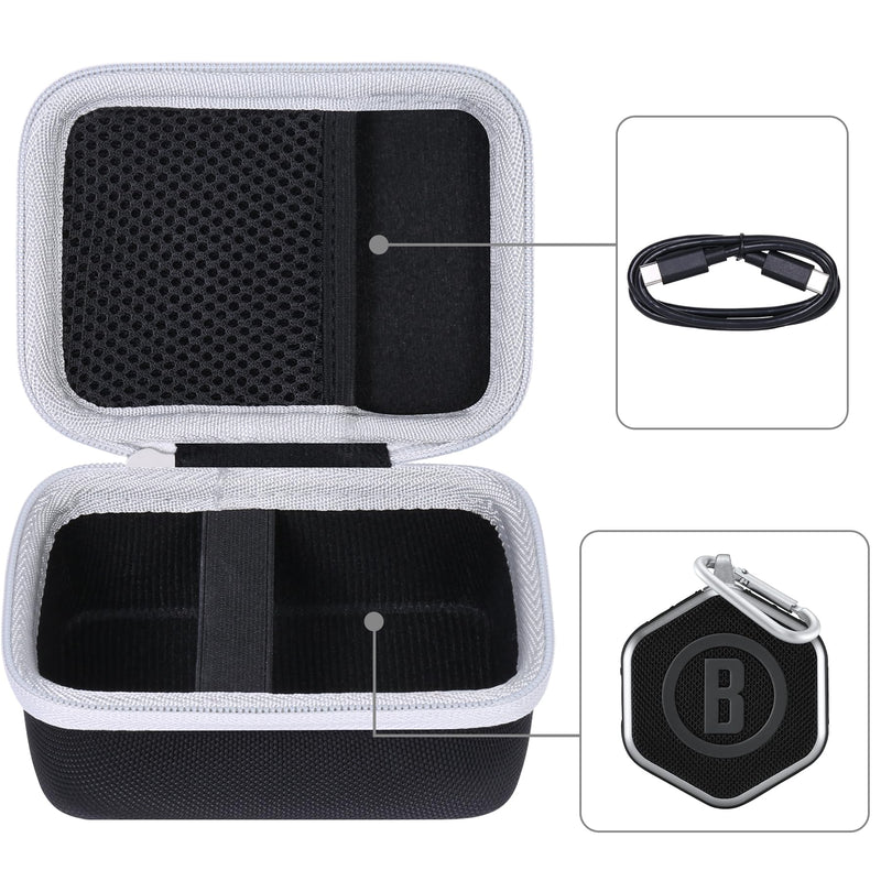 co2CREA Hard Case Compatible with Bushnell Golf Wingman Mini GPS Speaker (Black/Silver) Case for Wingman Mini Black Case + White Zipper