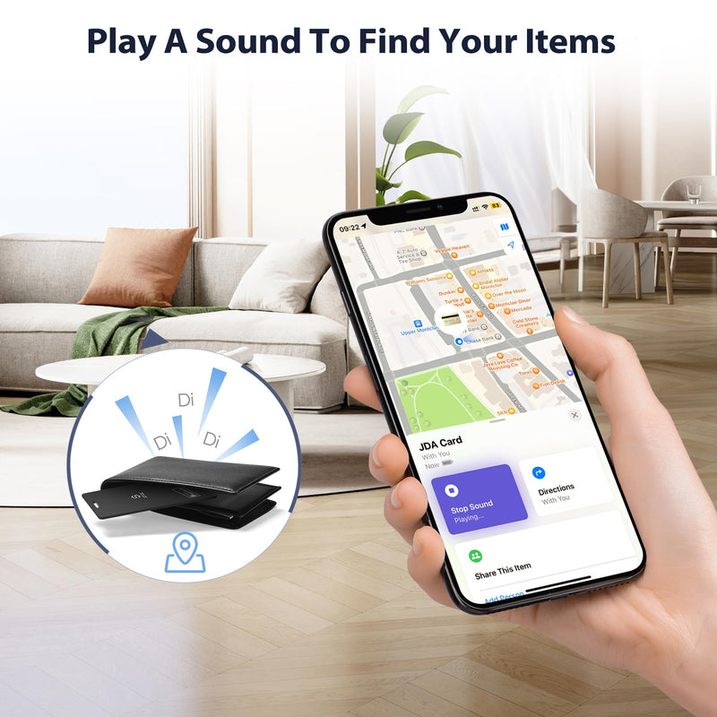JSL JDTDC MFi Certified Thin-Wallet-Tracker Item-Finder Work with Apple Find My (iOS Only), Credit-Card-Wallet-Finder for Wallets,Passports, Luggage-Tracker, IP68 Waterproof,3-Year Battery Life,2 Pack 2 Pack Black