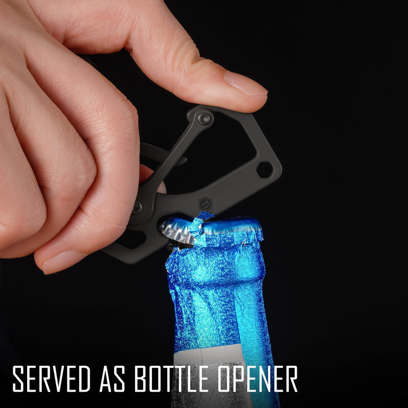 KeyUnity Titanium Carabiner Keychain Tool, 3 Functions in 1 Multitool for Everyday Carry (KU06BK) Ku06bk