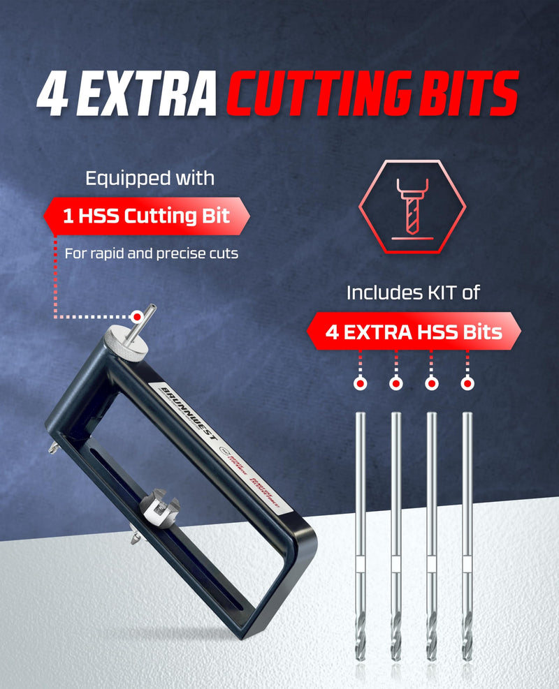 Adjustable Sheet Metal Hole Cutter with 4 Extra BITS, Sheet Metal Circle Cutters, Metals Holes Saw, HVAC Ductwork/Duct Hole Cutter - Cut 2-12” Circles Holes in 24Ga Steel and 26Ga Stainless Hole Cutter + 4 Extra Drill Bits