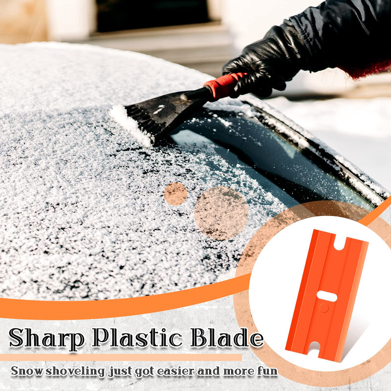 Honoson 300 Pieces Plastic Razor Blade Scraper Blades Plastic Scraper Tools Double Edge Razor Blades with a Tip Slot Edge Blades for Removing Decals, Stickers, Cleaning Window Glass (Orange) Orange