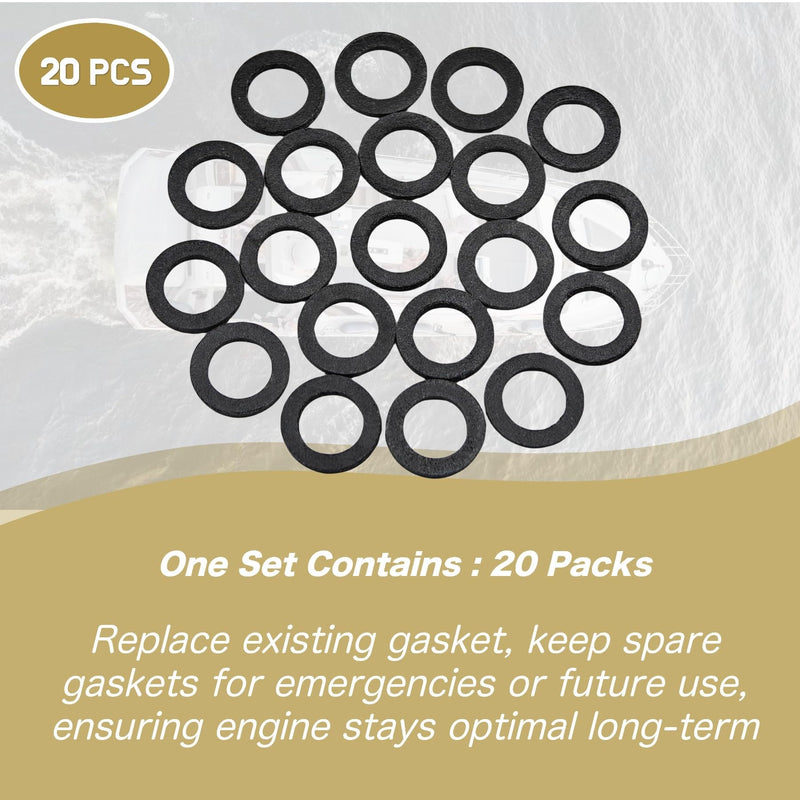 20 PCS 19183 Drain Screw Gasket for Mercury MerCruiser and Johnson Evinrude Lower Unit Gearcase Lube Oil Plug Washer 12-19183 12-2060 18-2945 18-2244 Fits Mercury & Johnson Evinrude