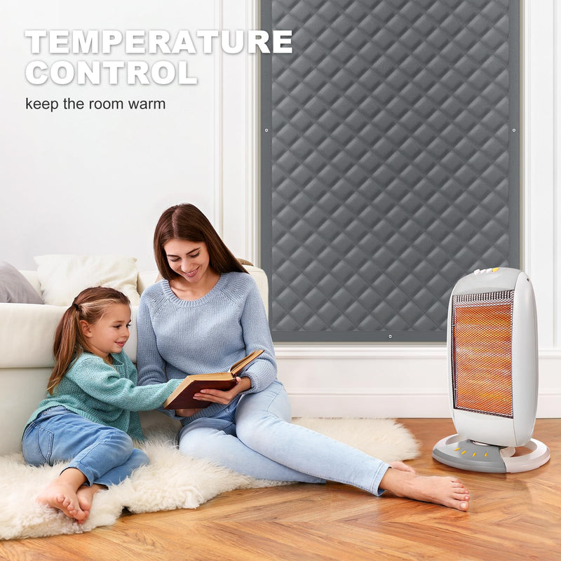 Thermal Window Cover for Winter,38" X 62" for Window Insulation for Summer Heat, Oxford Cloth Cotton Layer Window Sun Blocker to Keep Heat, Window Insulation Kit Fits Up to 3 x 5 Ft Window 38IN X 62IN Gray