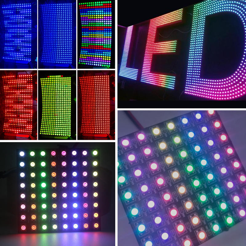 4 x 64 Bits WS2812 LED Matrix Panel - 8 x 8 5050 LED Module Built-in Full Colour Driver Colour Light Development Board Compatible with Raspberry Pi and Arduino 64 bits square-4pcs