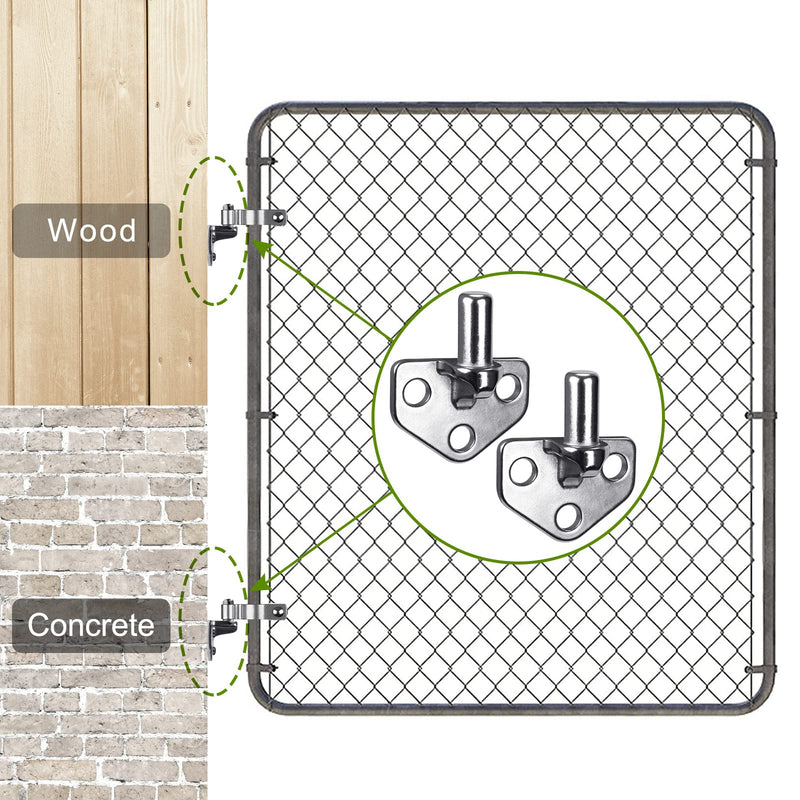 Insaga 304 Stainless Steel Gate Hinges Heavy Duty, Non-Welded Gate Hardware, 2pcs Wall Mount Gate Hinge, Chain Link Gate Hinge with 5/8'' Hinge Pin, Horizontal Design Horizontal Hinge-2pcs