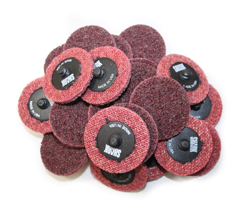 Shark Industries PN-13018 25-Pack Burgundy/Medium Quick Change Surface Conditioning Discs, 2” Diameter – Medium Grit for Sanding, Finishing, Rust Removal & More on All Metals (25 Discs)