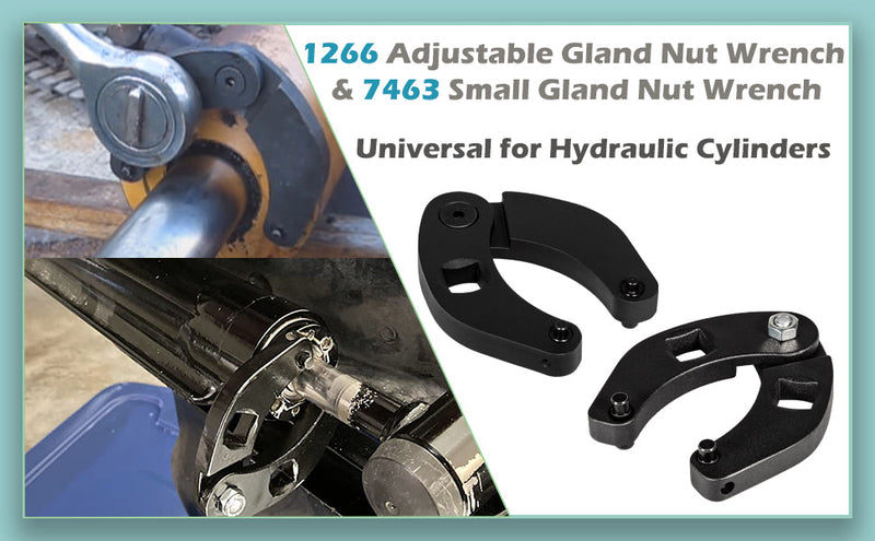 Sunluway 1266 Adjustable Gland Nut wrench & 7463 Small Adjustable Gland Nut Wrench Universal for Hydraulic Cylinders on Most Farm & Construction Equipment, Remove Gland Nuts Easily 1266+7463 Set
