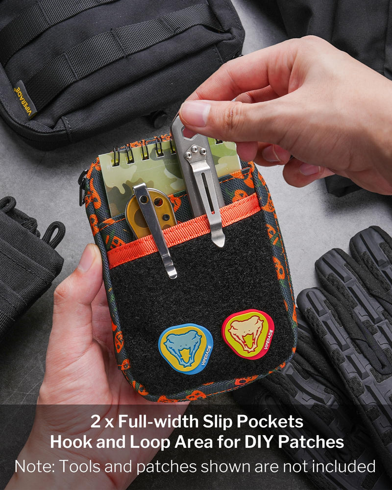 VIPERADE VE26 EDC Pouch Organizer with 11 Compartments, Small Tool Pouch with DIY Patches Area, EDC Pocket Organizer for Mutitools Spicy Pattern