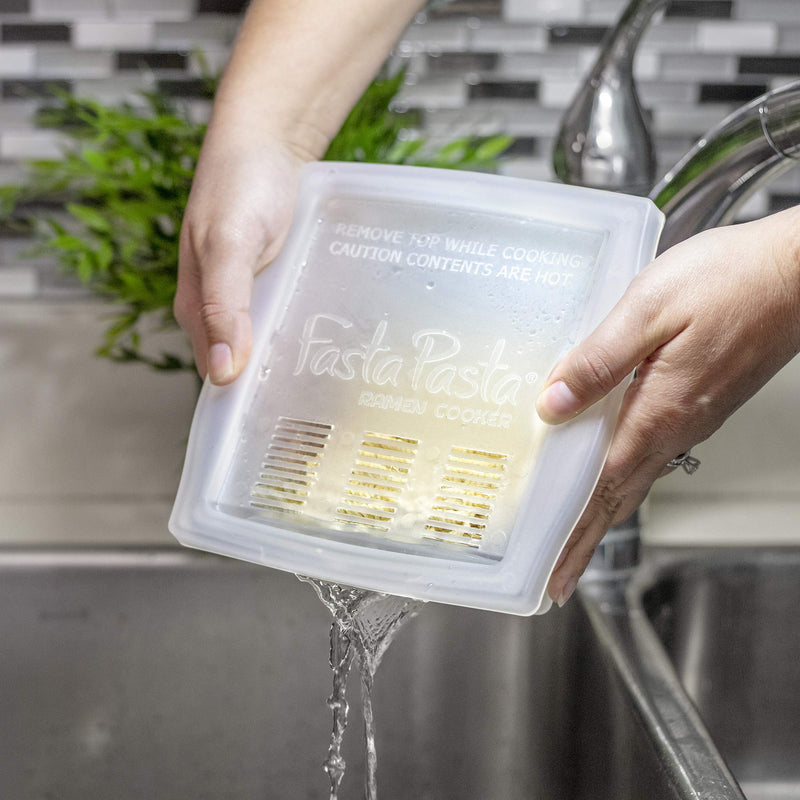 Fasta Pasta Microwave Ramen Noodle Cooker 2 Pack - No Mess, Sticking or Waiting For Boil - Patented Design Makes Perfect Noodles Every Time