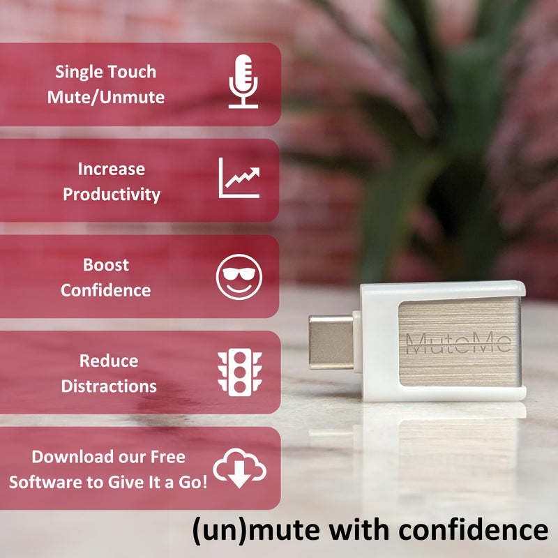 MuteMe Mini - USB C - Illuminated Physical Mute Button for Zoom, Teams, WebEx & More (As Seen on Shark Tank)! Mac/PC Compatible. USB Cord & Adapter Included. Free Software Download Required. MuteMe Mini -USB C