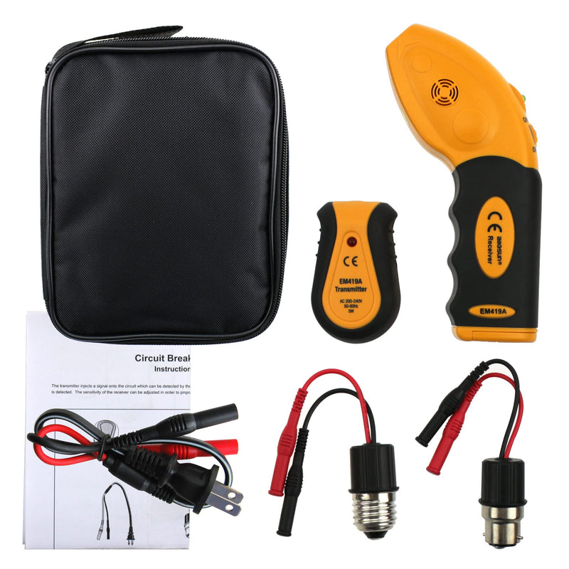 allsun AC 100-120V Circuit Finder Non-Contact Voltage Sensor Auto-Sensing Receiver Transmitter Locates AC Circuits Fuses EM419A-110V US Plug