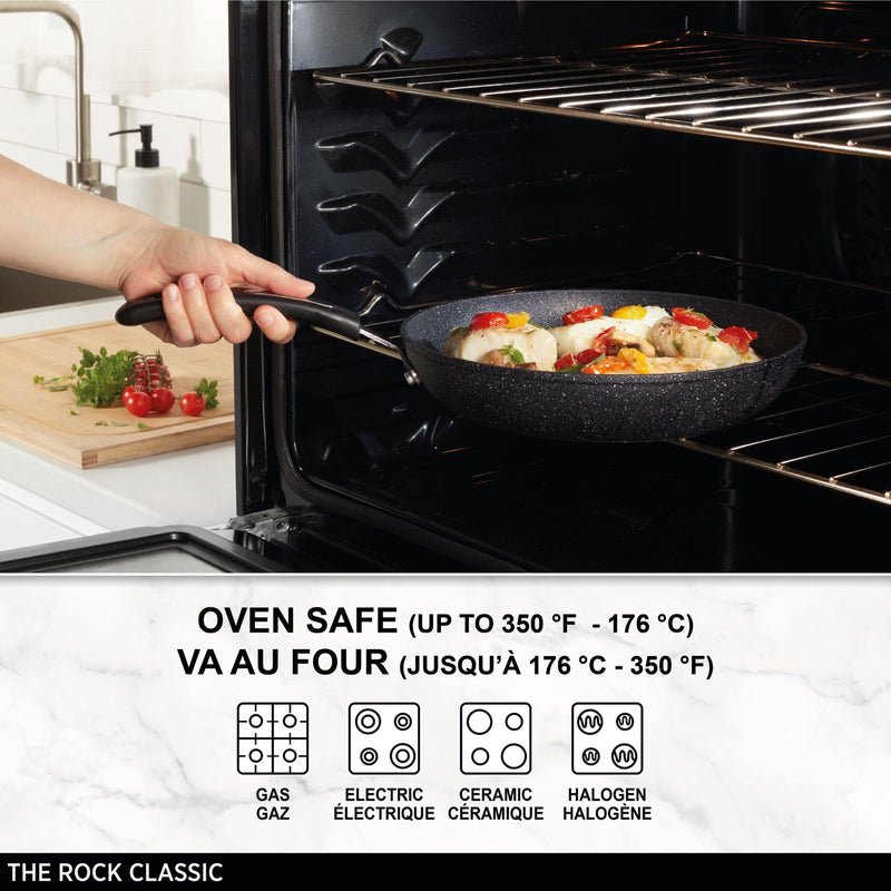 Starfrit The Rock 26cm (10") Non-Stick Multi Pan - Tawa - Durable Forged Aluminum - Oven Safe - PFOA Free - Easy to Clean - Black 10 inches 10" Multi Pan Fry pan