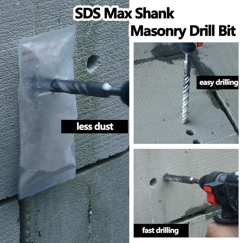 1-1/2 x 10 inch SDS Max Rotary Hammer Drill Bit, 38x260mm Carbide Tip Masonry Drill Bit,Concrete Drill Bit for Masonry, Brick, Stone, Concrete (Length :260mm / 10 inch, 38mm (1-1/2 in) Diameter) 38mm ( 1-1/2 in ) Diameter Length :260mm / 10 inch