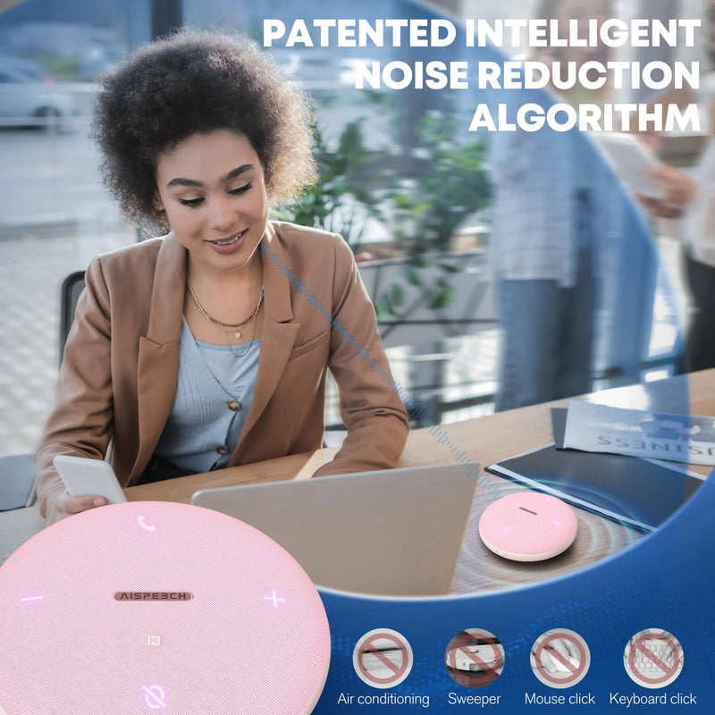 M4 Bluetooth Speakerphone Conference Speaker and Microphone with AI Noise Reduction GPT Transcription Speakers for Computer Desktop 360° Voice Pickup at Home Office for Teams/Zoom, Pink M4 PINK M4 Omnidirectional Speakerphone