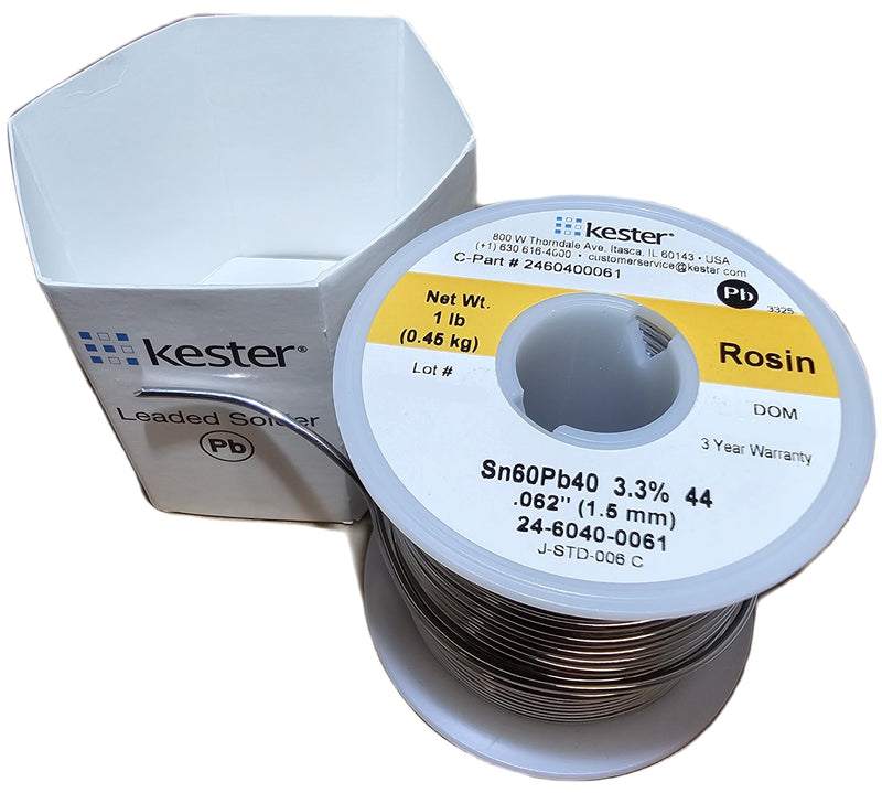 Kester 44 Lead Solder Wire - 1 lb - 0.062 in Wire Diameter - Sn/Pb Compound - 40 % Lead Content - 24-6040-0061 [PRICE is per POUND]