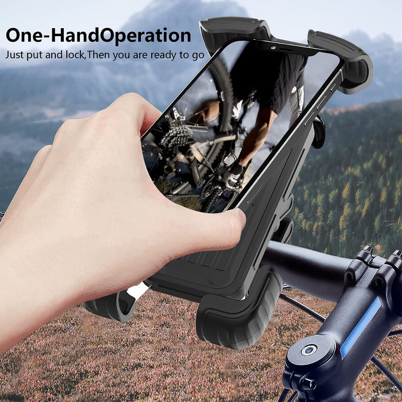 Bike Motorcycle Phone Mount,[Super Stable Metal] Bike Motorcycle Phone Holder with Security Lock, Bicycle Phone Mount with Soft Cushion & Adjustable Clip Compatible with 4.7''-6.8'' Phone