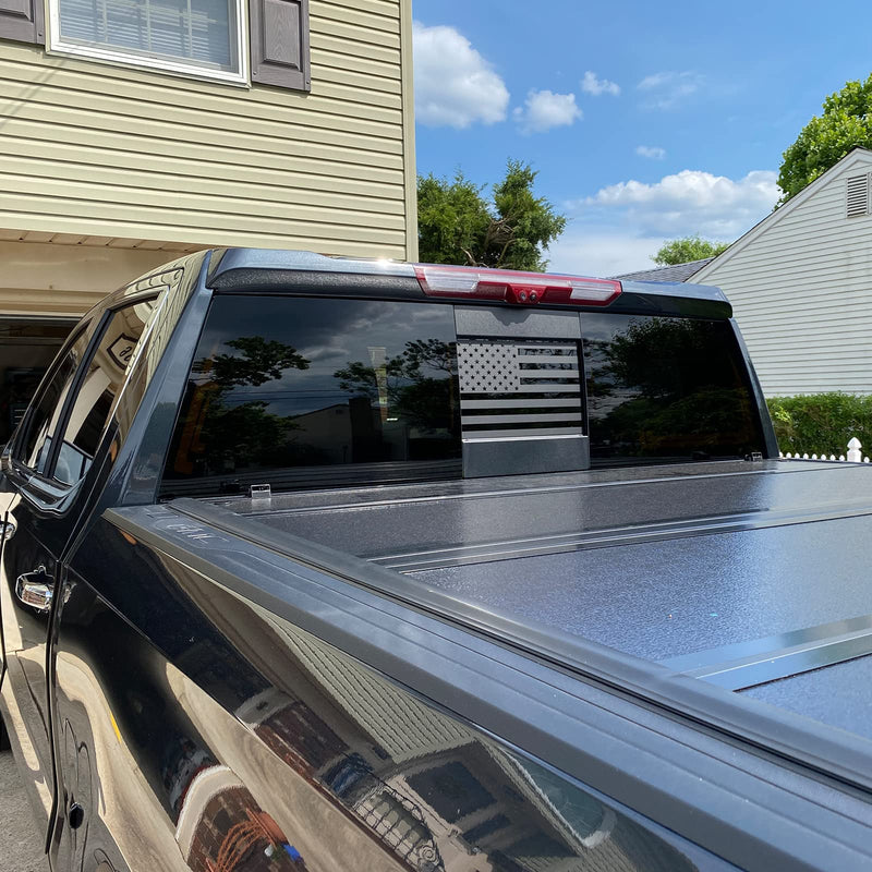 for Dodge Ram 2009 to 2024, American Flag Decals Stickers for Truck Back Middle Window, Matte Black USA Flag Decal