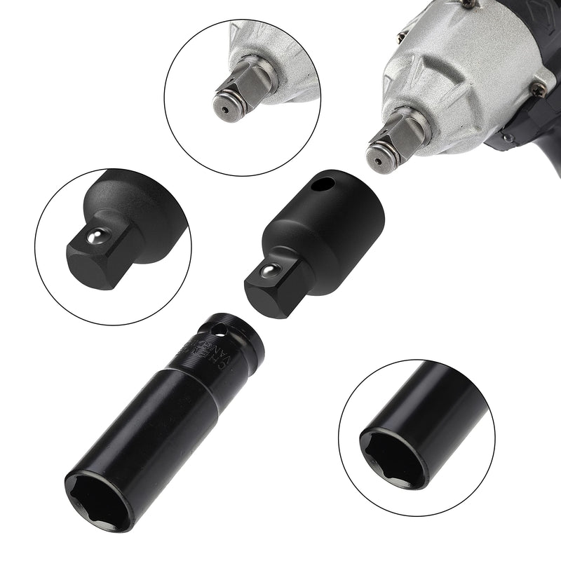 Bates- Impact Socket Adapter and Reducer Set, 4-pcs, Impact Sockets Adapter Sets, Impact Adapter, Socket Adapter Set, 1/2 to 3/8 Socket Adapter, 3/8 to 1/2 Socket Adapter, 3/8 to 1/4 Socket Adapter 4 pcs Black