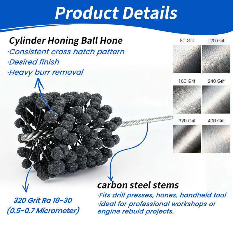 Cylinder Honing Ball Brushes 4.125" (105mm) Diameter 240 Grit Silicon Carbide Compatible with GB41824, Cylinder Honing Deburring Tool for Hydraulic, Pneumatic cylinders, Engine, Brake cylinders 240.0