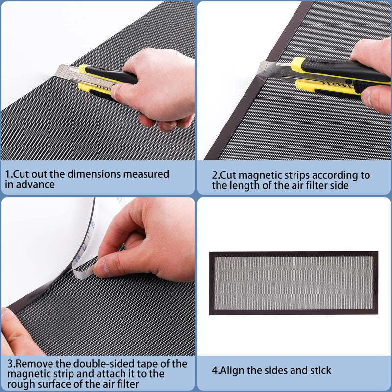 [4 Pack] 400x300mm DIY PC Case Dust Filter, 1.2mm Hole, PVC Dustproof Mesh Filter Cover with Magnetic Strip for Computer PC Case