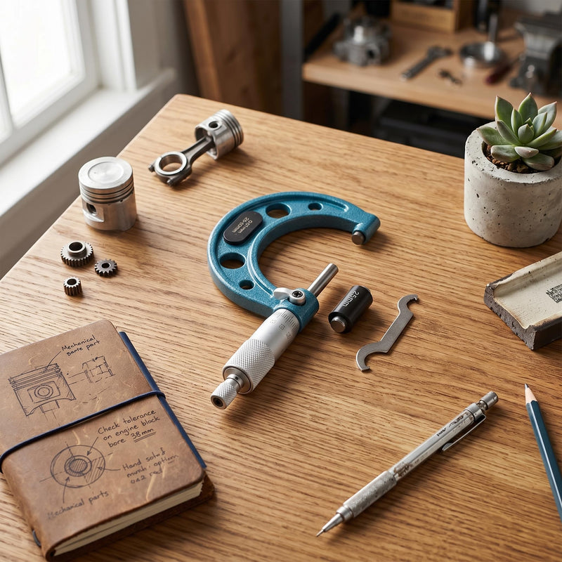 Outside Micrometer, Outside Micrometer, Micrometer Screw with Wrench and Plastic Box, Stainless Steel, 001 mm, Precision Vernier Scale, Outside Micrometer (25-50 mm)
