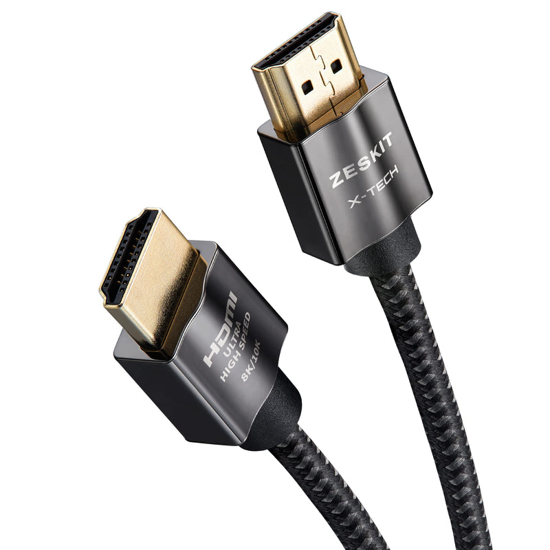 Zeskit X-Tech 48Gbps Ultra High Speed HDMI Cable 10ft, 8K60 4K120 144Hz eARC HDR HDCP 2.2 2.3 Compatible with Dolby Vision Apple TV 4K Roku Sony LG Samsung Xbox Series X RTX 3080 PS4 PS5 10 ft