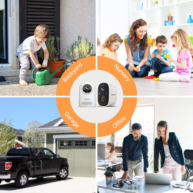 LongPlus Security Cameras Wireless Bundles, Outdoor Camera Wireless Camera for Home Security, Indoor Outdoor WiFi Cameras with AI Motion Detection, 2-Way Talk, Cloud/SD Storage