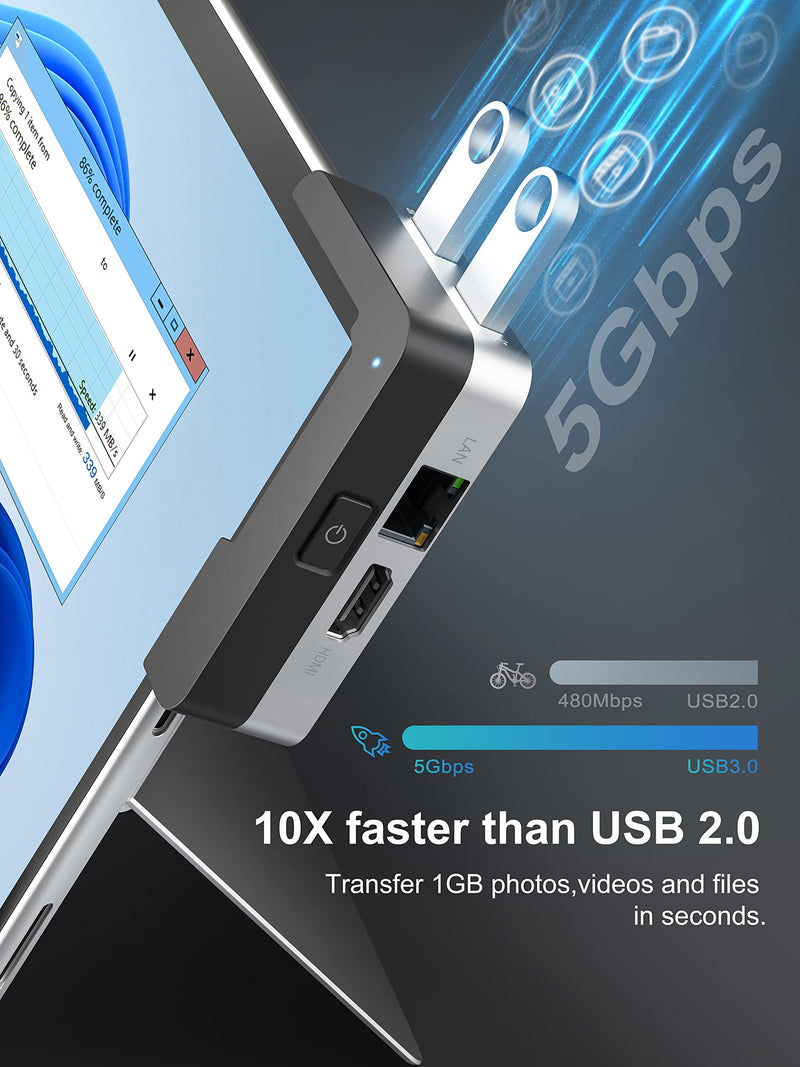 BYEASY Surface Pro 8 Docking Station, 6-in-1 Microsoft Surface Pro 8 USB-C Hub with 4K HDMI, 1000M Ethernet LAN, SD/TF Card Reader, 2 USB 3.0 - Specifically Designed Expansion Hub for Surface Pro 8 Hub only for surface pro 8
