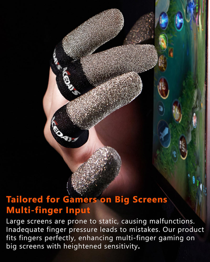 Gaming Finger Sleeves,100% Visible Silver Fibers,Just Right Pressure/Breathable/Sweatproof,Gaming Gloves for PUBG Mobile/Knives Out/Call of Duty Mobile（10pcs） M