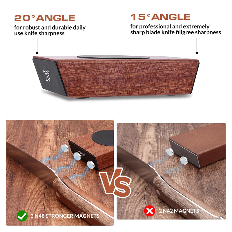 Rolling Knife Sharpener Kit, Kitchen Knife Sharpener with Replaceable Discs Diamond & Ceramic Knife Sharpeners Roller, Magnetic Knife Sharpening Kit with 15 & 20 Degree Base, Afilador De Cuchillos