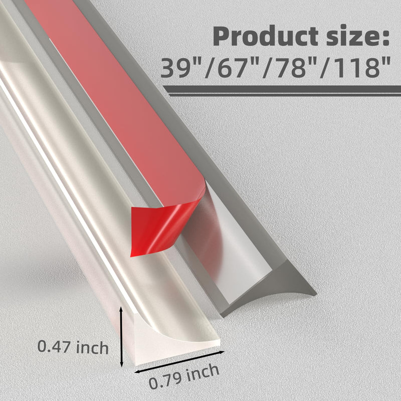 118"Shower Threshold Water Dam Barrier,Shower Dam Water Stopper for Frameless Shower Door Bottom,Silicone Sink Splash Guard for Kitchen Bathroom,Corner Shower Water Guard for Bathtub,Transparent 118 Inch Transparent