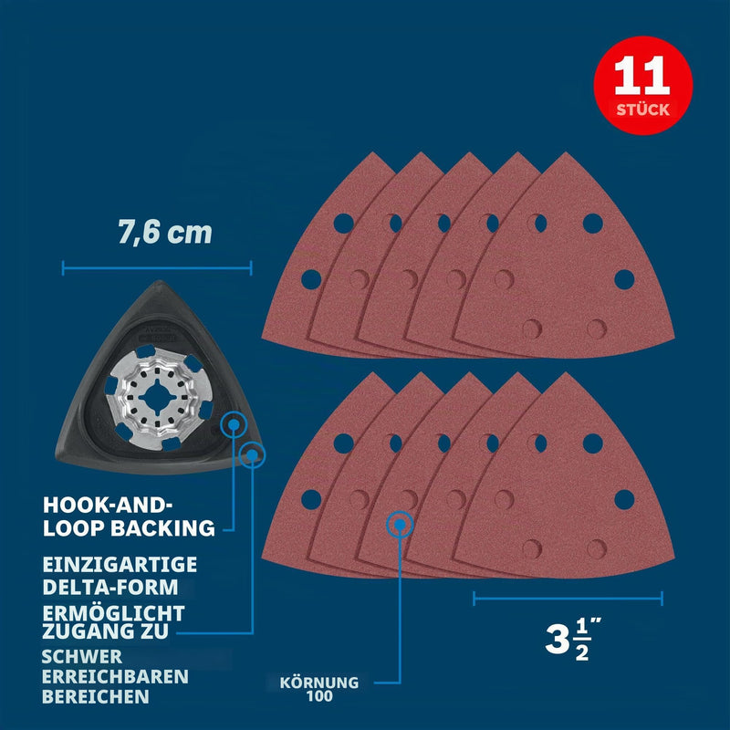Bosch OSL350SPDK 11 pc. Starlock Oscillating Multi-Tool Delta Sanding Pad Kit 3-1/2 In. Set: Delta sanding pad + 10 sheets