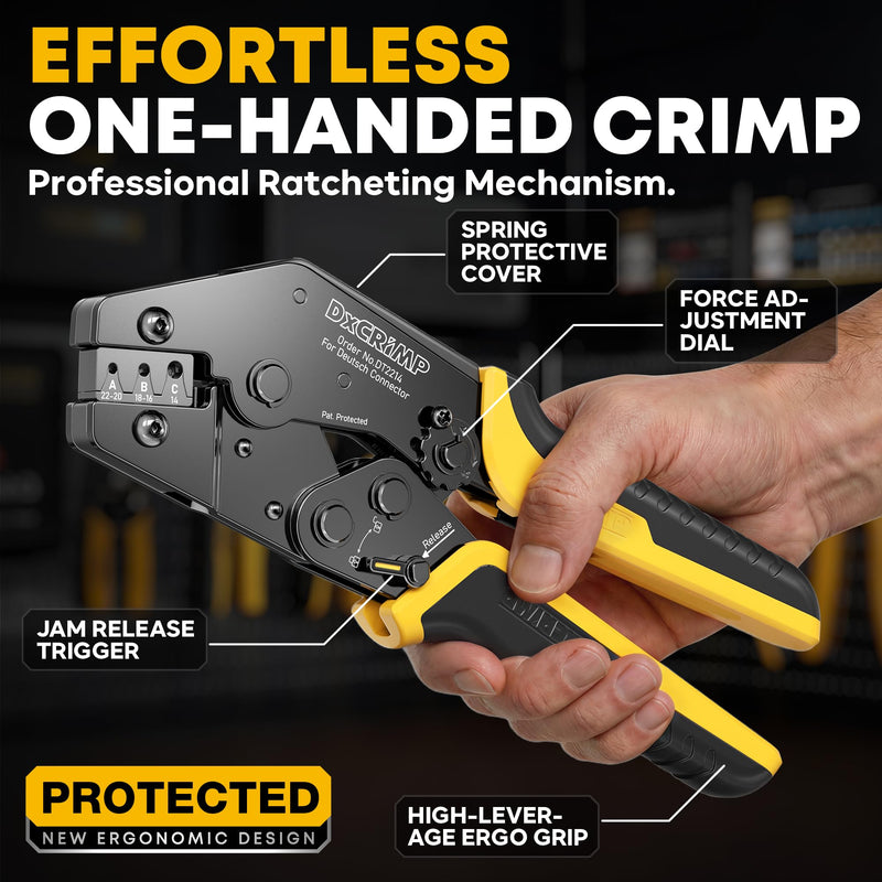 Deutsch DT Series Connector Crimping Tool Kit, 2/3/4/6 Pin Waterproof Automotive Electrical Connectors with 22–14 AWG Deutsch Crimp Tool & Pin Removal Tool for Automotive Wire Harness Repair DT Series | 2-6 Pin | Size 16