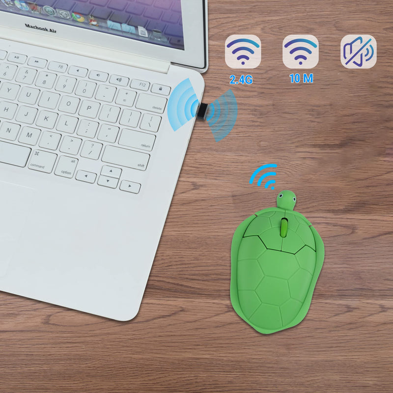 elec Space Wireless Turtle-Shaped Mouse, 2.4G Optical Computer Mouse, 3 Buttons, 12 x 7.7 cm (Mint Green) Mint Green