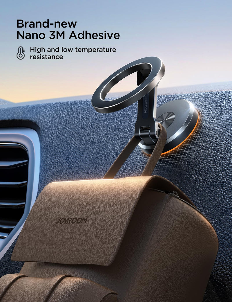 JOYROOM for Magsafe Car Mount,【Folding & 360° Rotation】 All-Metal Magnetic Phone Holder for Car, Strong Magnets iPhone Car Mount Hands Free Phone Holders for Your Car Dash Fits iPhone 15 14 13 Pro Max Black