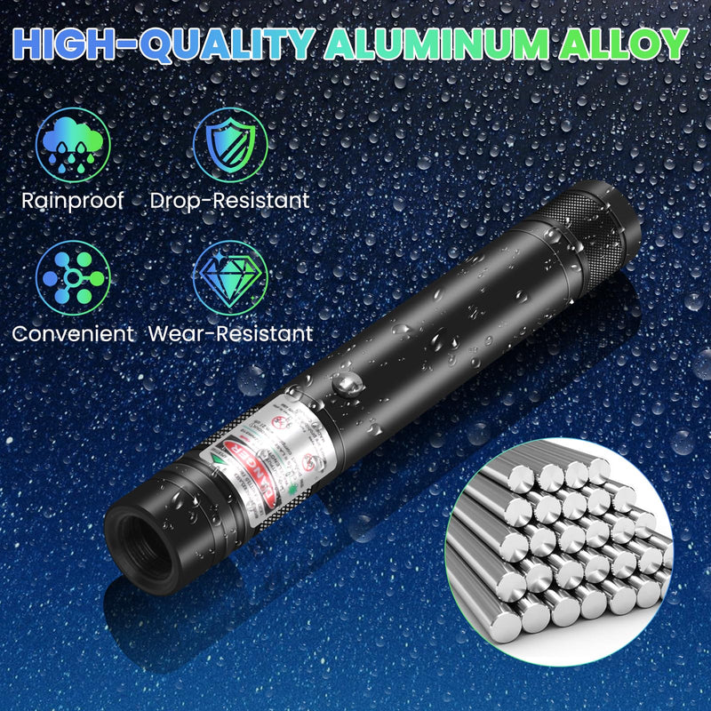 Rechargeable Green Laser Pointer High Power, Long Range Green Beam Laser Pointer with Star Cap for Astronomy, Architecture, Outdoor Adventures