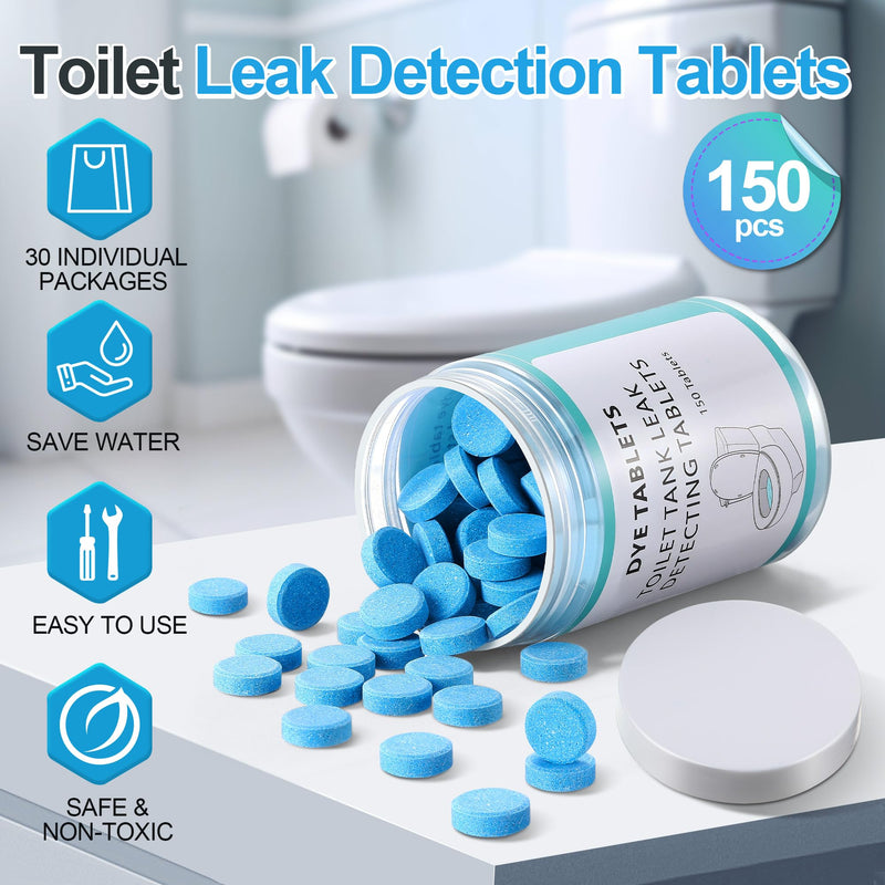 Demissle 150 Pcs Toilet Leak Detection Tablets, Blue Bowl Dye Tablets with Storage Bottle, Detect Silent Tank Leaks, Water Tracer Dye for Bathroom Toilets Detection