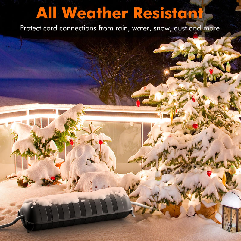 RESTMO 2 Pack Outdoor Waterproof Electrical Box, Weatherproof Connection Box, Extension Cord Cover, Safety Seal Enclosure to Protect Extension Cables, Strip Light, Power Tool, Timers, Black Medium
