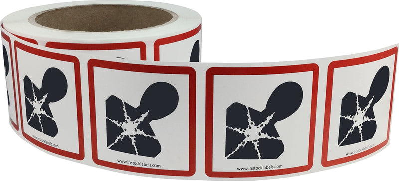 GHS Pictogram Labels Health Hazard, 2 x 2 Inch Square Hazard Stickers, 500 Total Adhesive Labels on a Roll for Chemical Safety, GHS Compliance, and Workplace Labeling – Made in the USA