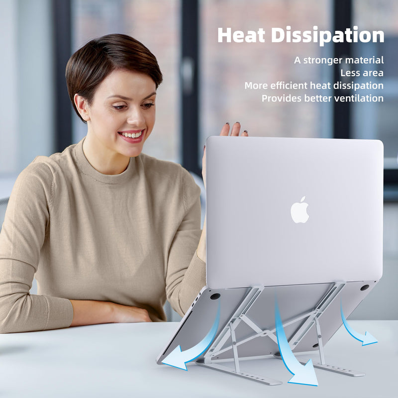 GOLDPRO Portable Laptop Stand Ultralight Aluminum Alloy Adjustable Laptop Stand Deal Laptop Riser for Desk or Travel Computer Stand for Laptop 7 Holes 9.8 Inches-Sliver TS06Silver