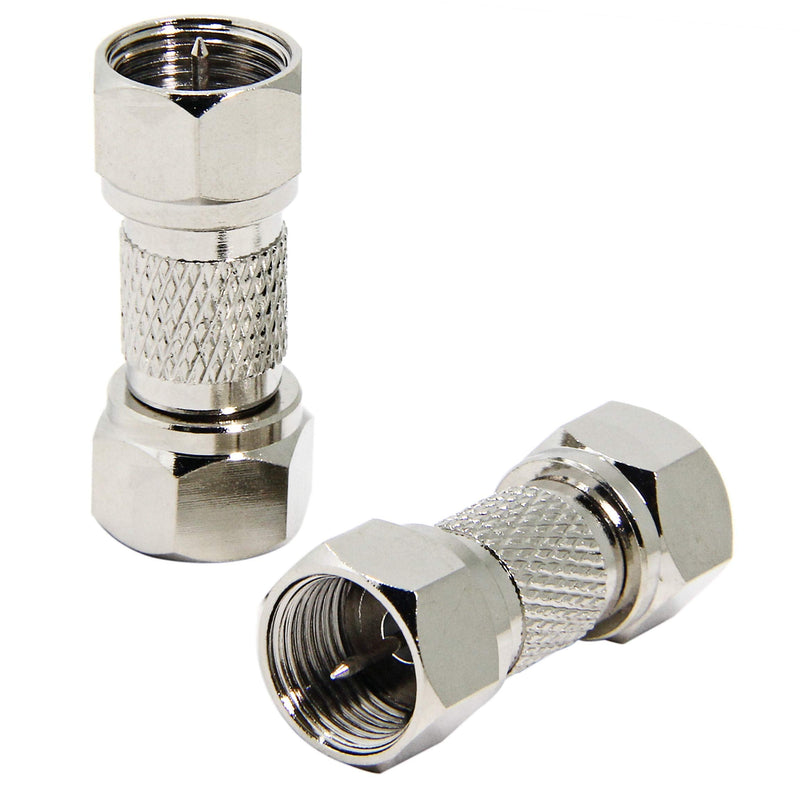 Male to Male Coax Connector, 2-Pack 75 Ohm F Type RG6 Coaxial Cable Adapter, Cable Extension Coupler for TV, Antenna, Splitter, Amplifier