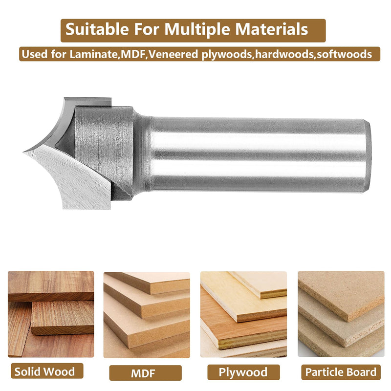 SpeTool 3/8" Radius Point Cutting Rounover Router Bits 1/2 Inch Shank 3/4" Cutting Diameter , 2 Flute Solide Carbide Tipped Round Over CNC Router Bit for Woodworking Engraving Tool R3/8-D1/2