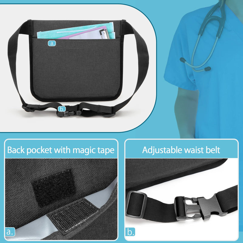 CURMIO Nurse Bag, Belt Bag for Nurse, Medical Bum Bag, Waist Bag with Adjustable Belt for Nursing Accessories, EMPTY BAG, Black