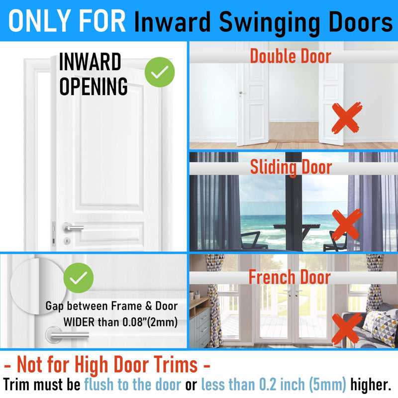 Door Reinforcement Lock, 6PACK Home Security Door Lock Withstands 800 lbs, Childproof Top Door Lock Latch for Toddlers Safety, Inside Night Defender for Inward Swinging Doors 6