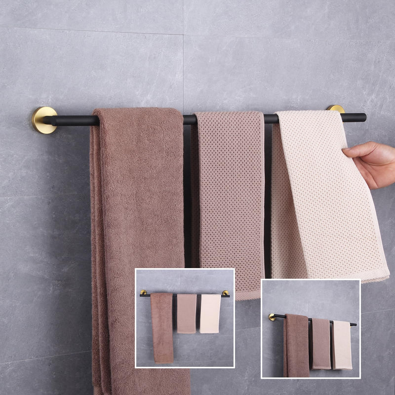 GERZWY Black & Gold Towel Bar, 30 Inch Stainless Steel Bathroom Wall Mounted Towel Rail, Hand Towel Holder AG1101C75-BD 30 Inch (Pack of 1)