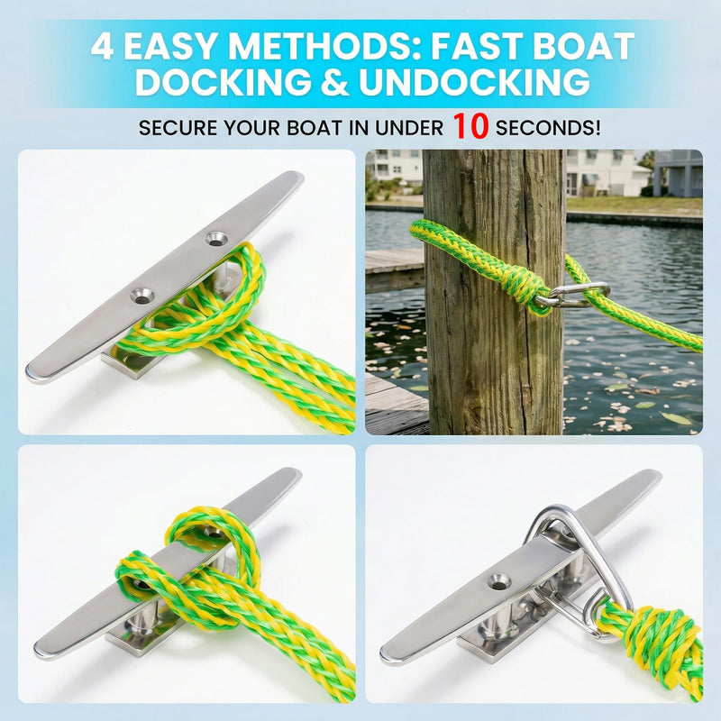 Obcursco Bungee Dock Lines for Boat, Docking Rope with 316 Stainless Steel Clips, Accessories for Jet Ski, PWC, SeaDoo, Pontoon, Center Console, Sets of Two(4ft & 6ft) (Green/Yellow) Green/Yellow