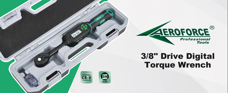 AEROFORCE Digital Torque Wrench - 3/8 Inch Drive Electric Torque Wrench (3-60Nm), Features Dual-Direction Ratchet, ±2% Accuracy, Buzzer & LED Alerts, 4-Measurement Unit (Nm/lb.ft/in.lb/kgf.cm) 3/8’’ 2.21-44.25 lb.ft