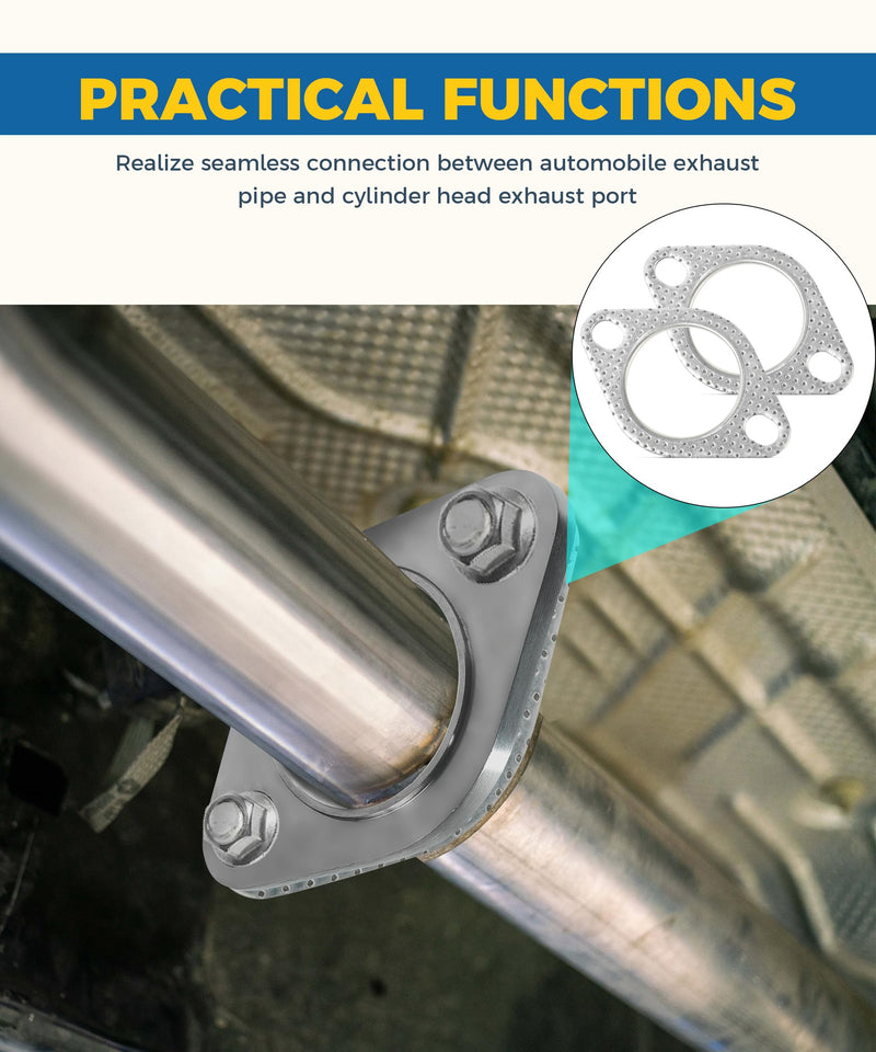 2PCS Exhaust Gasket,Exhaust Flange Gasket,Catalytic Converter Gasket,Car Accessories Exhaust Flange,Exhaust Flange Repair Kit with Bolts & Nuts,Muffler Gasket,Replaces #120-06310-0002 (2inch) 2inch